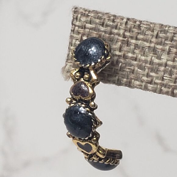 HALF-HOOP Resin Embellished Goldtone Earrings - Picture 3 of 6